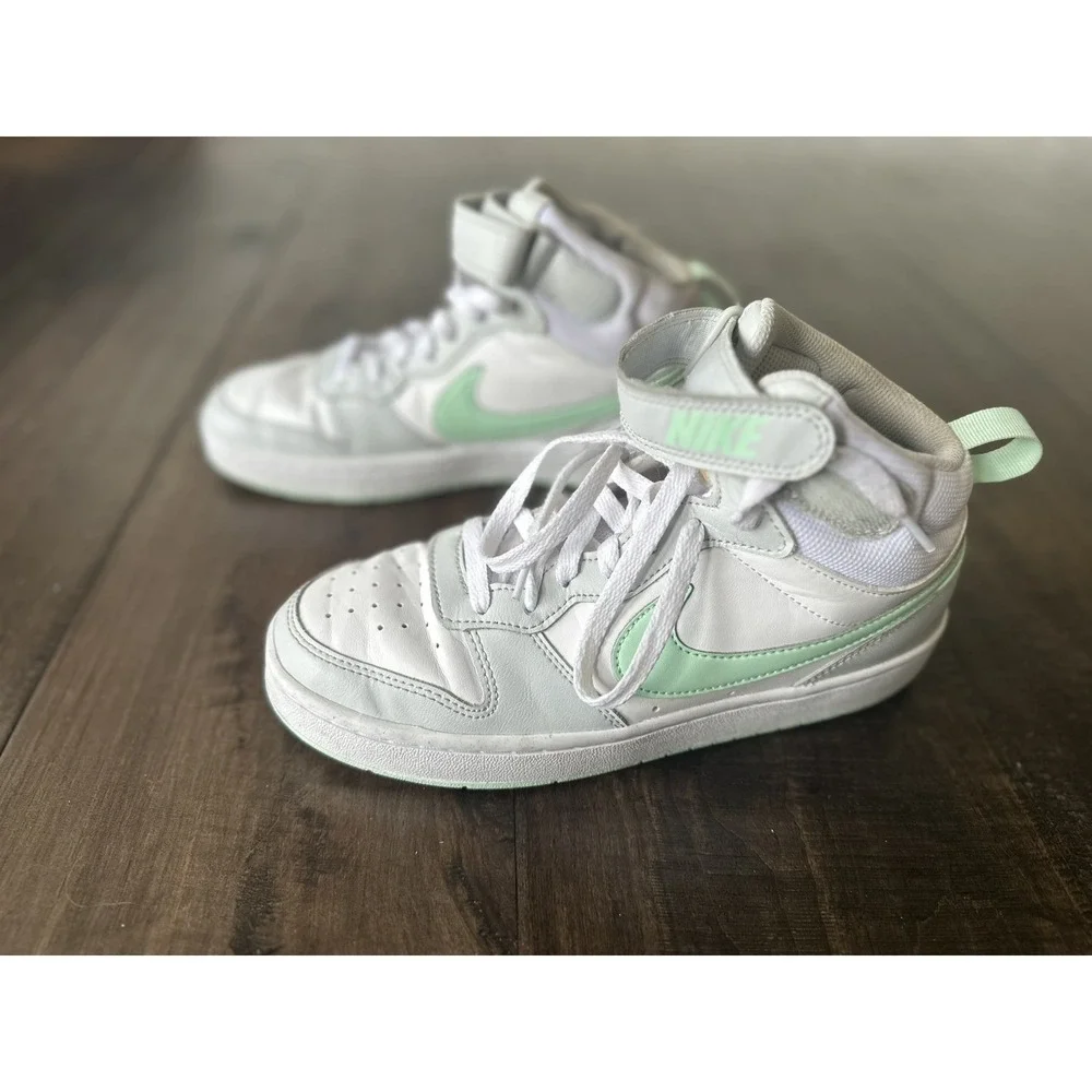 NIKE SIZE 6.5‎ YOUTH All Day Play High Top Sneakers White Mint Gray CD7782-011 - Picture 4 of 9
